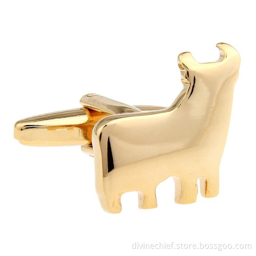 High End Golden Plated Metal Cufflinks Custom Cattle Shape Suit Shirt Cufflinks For Men